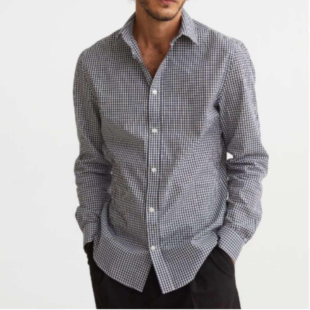 Slim Fit Blue & White Checkered Shirt NWT